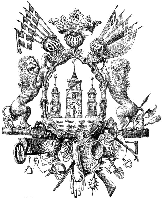 (Våbenskjold). Københavns våben i den ved byens privilegiebrev af 24. juni 1661 fastslåede form.