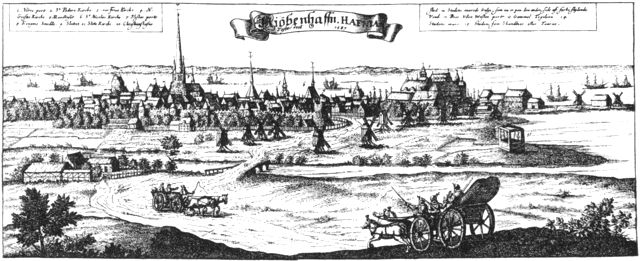 (Foto). København set fra vest 1587. Stik fra Braunius: Theatrum Urbium.