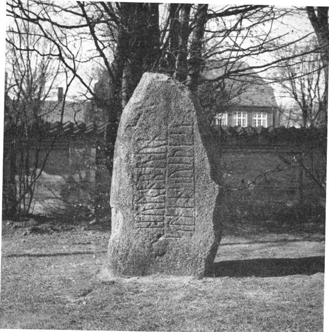 (Foto). Kallerup-runestenen på Hedehusene kirkegård.