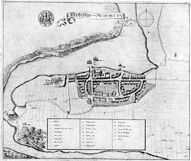 (tegning). Middelfart ca. 1670. Efter Resen.