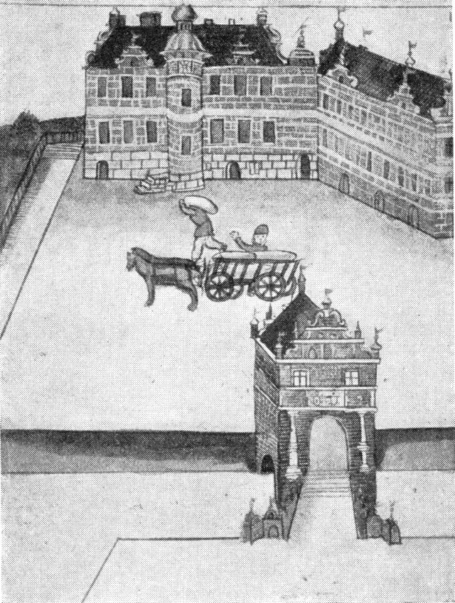 (Foto). Ulfeldtsholm. Tegning i jordebog fra 1588 (i Holckenhavns arkiv).