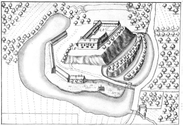 (tegning). Tranekær Slot o. 1670. Efter Resen.