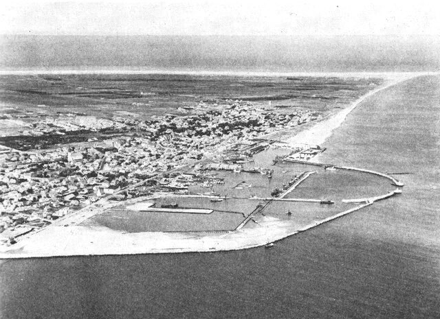 (Foto). Luftbillede af Skagen og Jyllands nordspids, Grenen.