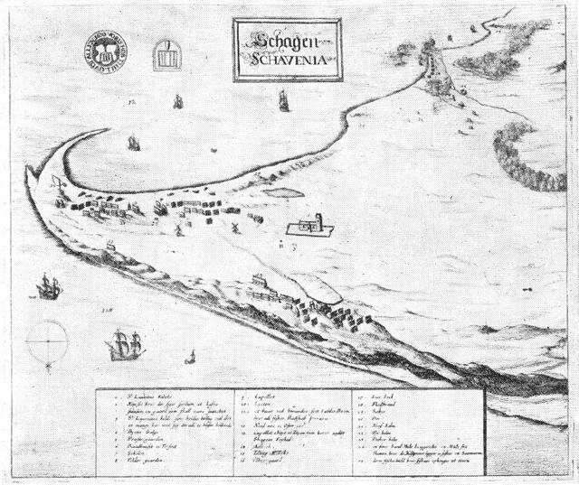 (tegning). Skagen ca. 1670. Efter Resen.