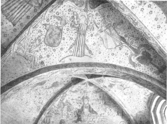 (Foto). Kalkmalerier i Helligåndsklosterets kapitelsal (med slægtsvåben for Erik Kaas, biskop i Viborg 1508–20).