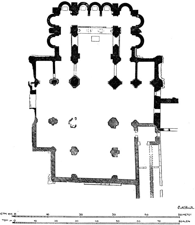 (tegning). Plan af Vitskøl klosterkirkes ruin.