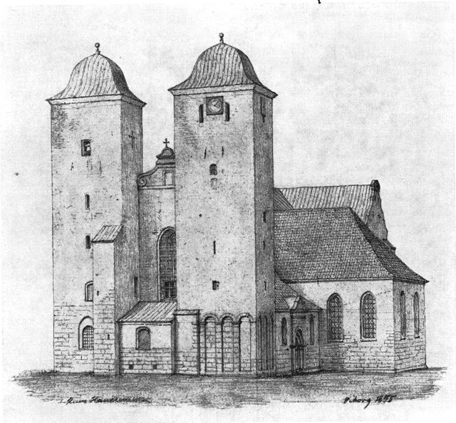 (tegning). Viborg domkirke 1855. Tegning af Heinrich Hansen i Nationalmuseet.