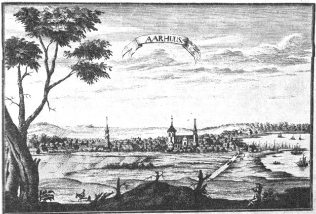 (tegning). Prospekt af Århus købstad ca. 1768. Efter Danske Atlas.