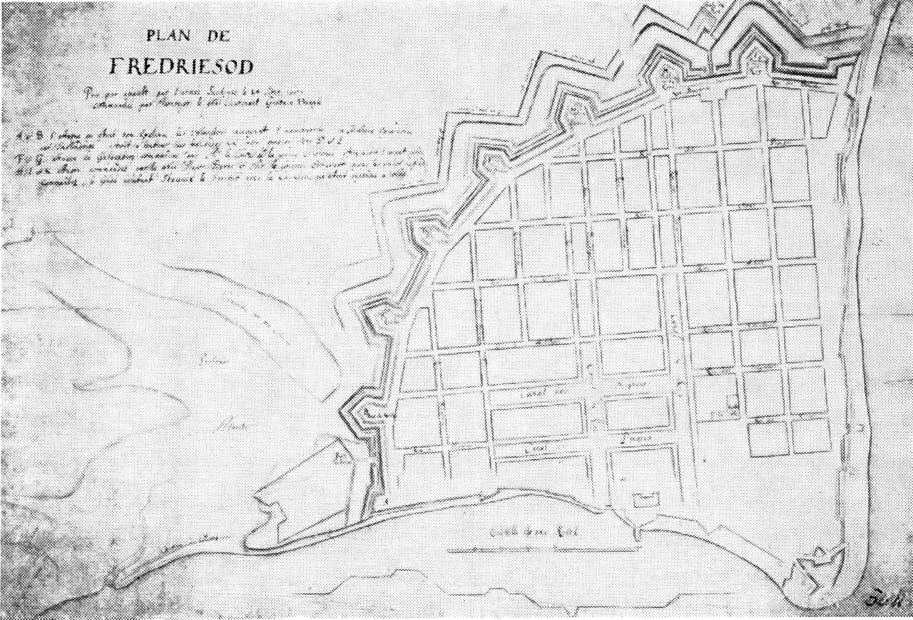 (Kort). Plan over Frederiksodde i 1650erne.