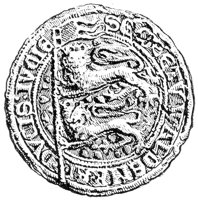 (Våbenskjold). Sønderjysk hertugsegl 1308
