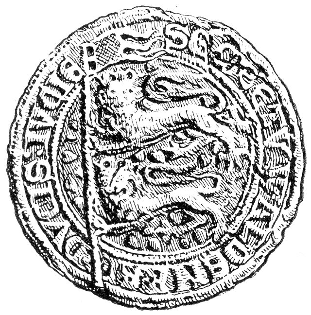 (Våbenskjold). Sønderjysk hertugsegl 1308