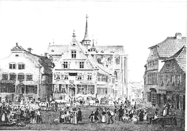 (Foto). Parti fra Torvet i 1840’erne. Efter Litografi.