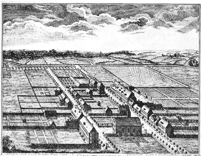 (tegning). Christiansfeld 1782. Efter samtidigt stik.