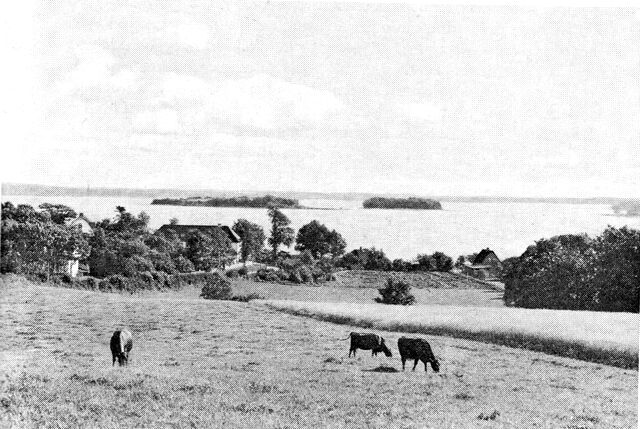 (Foto). Udsigt over Flensborg fjord med Okseøerne. Set fra Rønshoved.