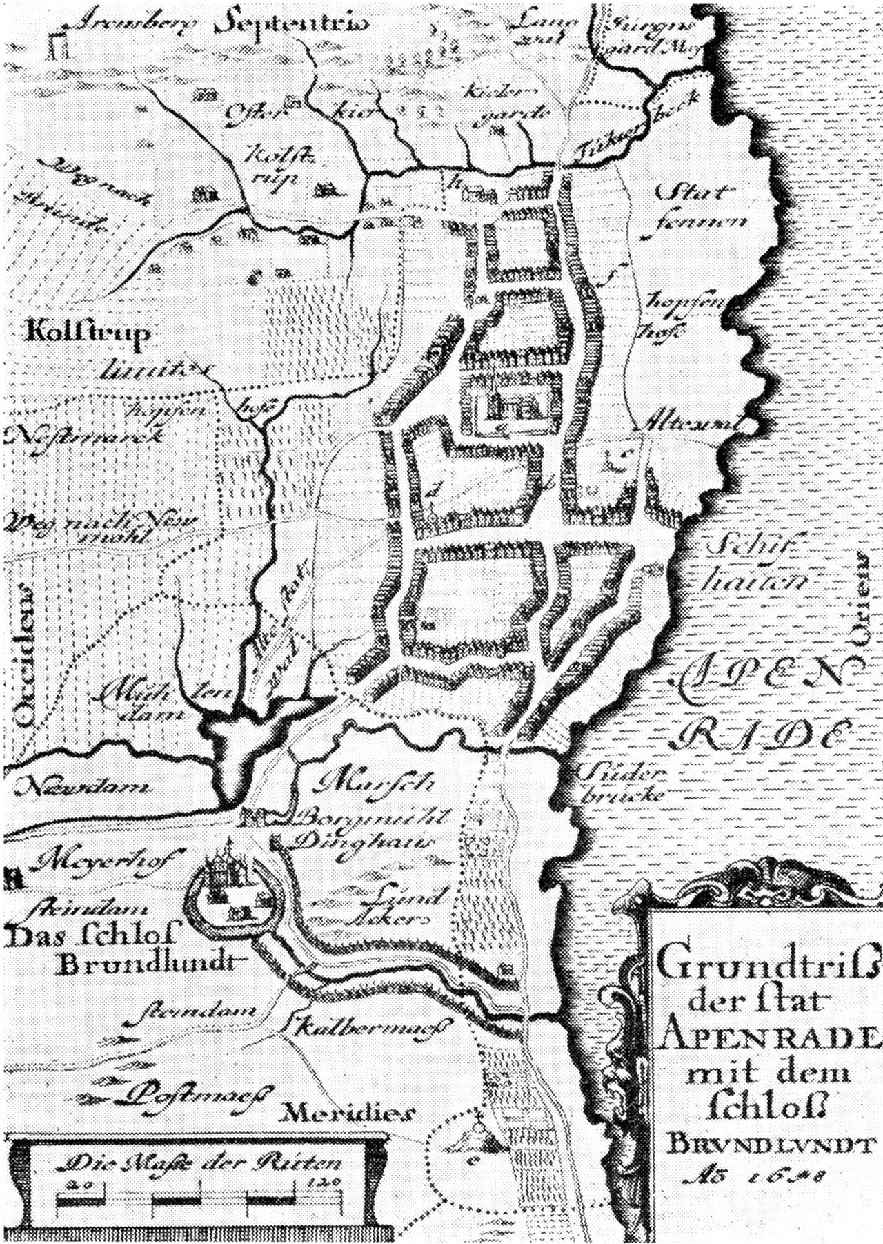 (Kort). Grundplan af Åbenrå og nærmeste omegn 1648. Efter Danckwerths Landesbeschreibung.