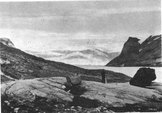 (Foto). Isskurede klippeheller med spredte blokke i Kap Farvel-egnen. (F.: Chr. Vibe).
